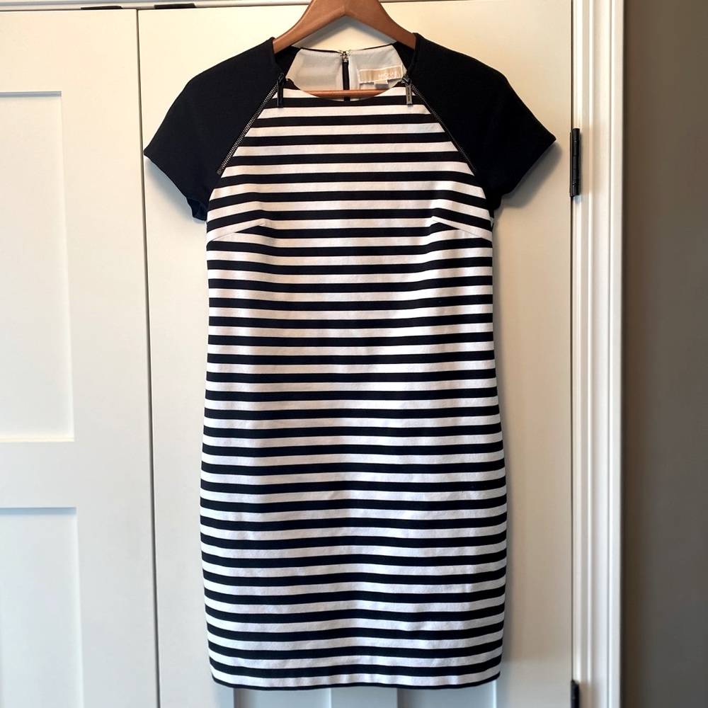Michael Kors white and black dress with the zipper accents